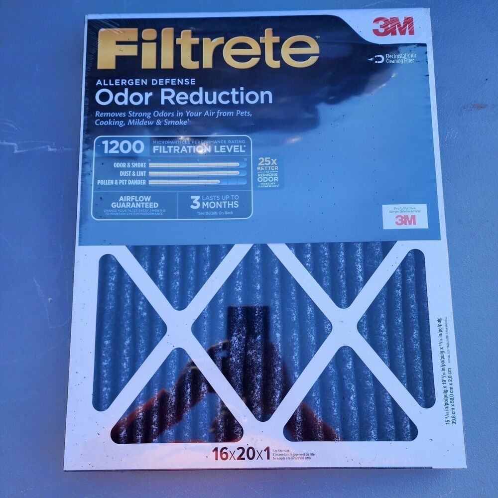 Filtrete 16x20x1 Air Filter, MPR 1200, MERV 11, Allergen Defense Odor Reduction